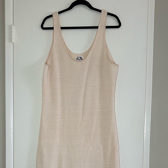 NWT Future Collective Sleeveless Knit Fringed Hem Dress Beige Women’s Size XXL - Picture 3 of 10